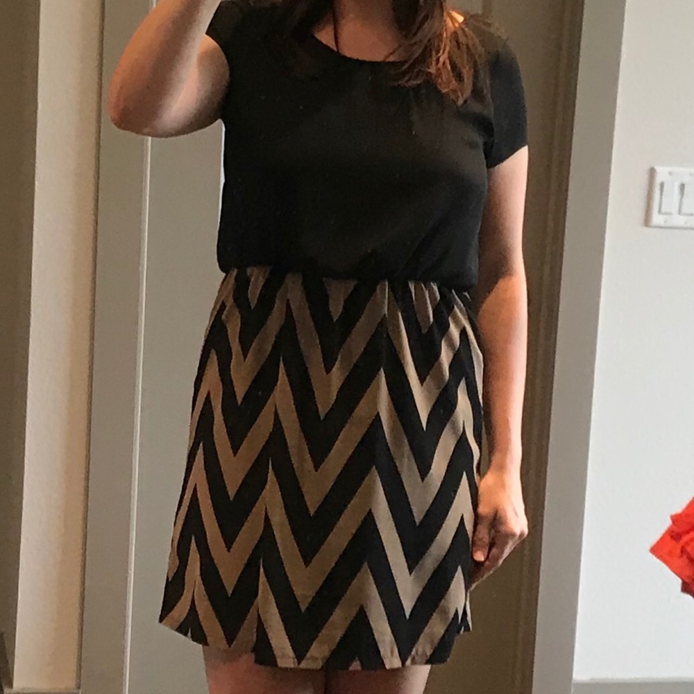 Tan and black chevron dress